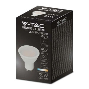 GU10 4.5W~40W, 400lm, természetes vagy melegfehér LED égő - V-TAC