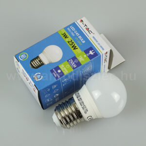 LED izzó, E27, kisgömb, 3W~25W, természetes vagy meleg fehér - V-TAC