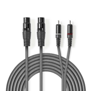 XLR-RCA kábel- 2XLR alj – 2RCA dugó – 3m