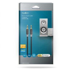 JACK kábel – 3.5mm stereo jack/3.5mm stereo jack – NEDIS – aranyozott – 10m