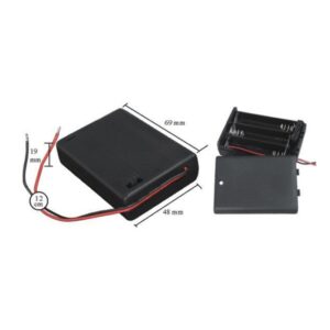 Elemtartó, zárt, kapcsolóval – 3xAA