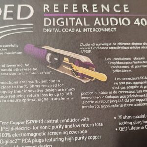 RCA kábel – RCA/RCA digitális, audió átjátszó – S/PDIF – QED QE3212 – Reference Digital Audio 40 - 1m