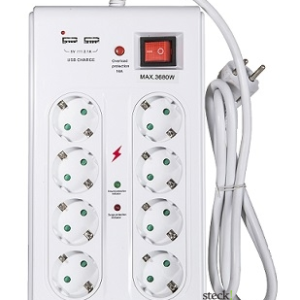 Steck földelt, túlfeszültség védett 8-as elosztó