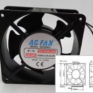 Ventilátor, 230V – AC, 120x120x38mm