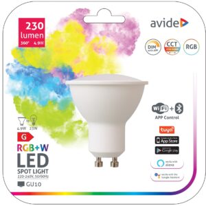Avide GU10 spot LED, RGB+W, WiFi, Bluetooth égő