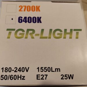 TGR-LIGHT 25W, 1550lm, E27, 6400K - hidegfehér