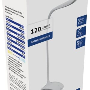 Avide LED asztali lámpa, csíptethető, fehér, 1.5W