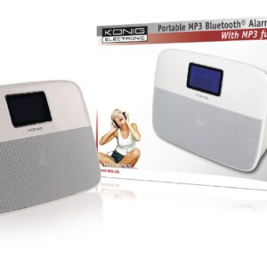 KŐNIG hordozható FM rádió - Bluetooth hangszóró - ébresztőóra- USB - HAV-BTAL100