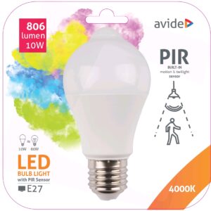 Avide, E27 mozgásérzékelős gömb, LED, RGB+Fehér égő - 8.8W