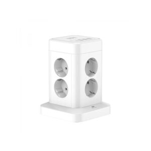 Asztali földelt 8-as elosztó, 3-as USB, Type-C, kapcsolóval, 3m