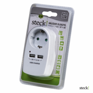 Fali földelt dugalj, 2 USB