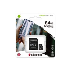 KINGSTON CANVAS SELECT PLUS, MICRO SDXC 64GB + ADAPTER, CLASS 10