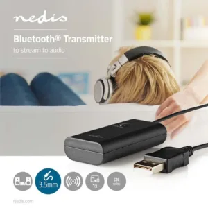 Bluetooth transmitter, jeladó, fejhallgatóhoz – BTTR050BK – NEDIS